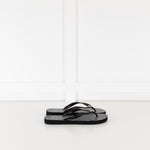 Tory Burch Black Rubber Logo Flip Flops