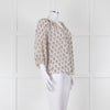 Rebecca Taylor Cream Pink Grey Silk Floral Print Tie Front Blouse