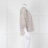 Rebecca Taylor Cream Pink Grey Silk Floral Print Tie Front Blouse