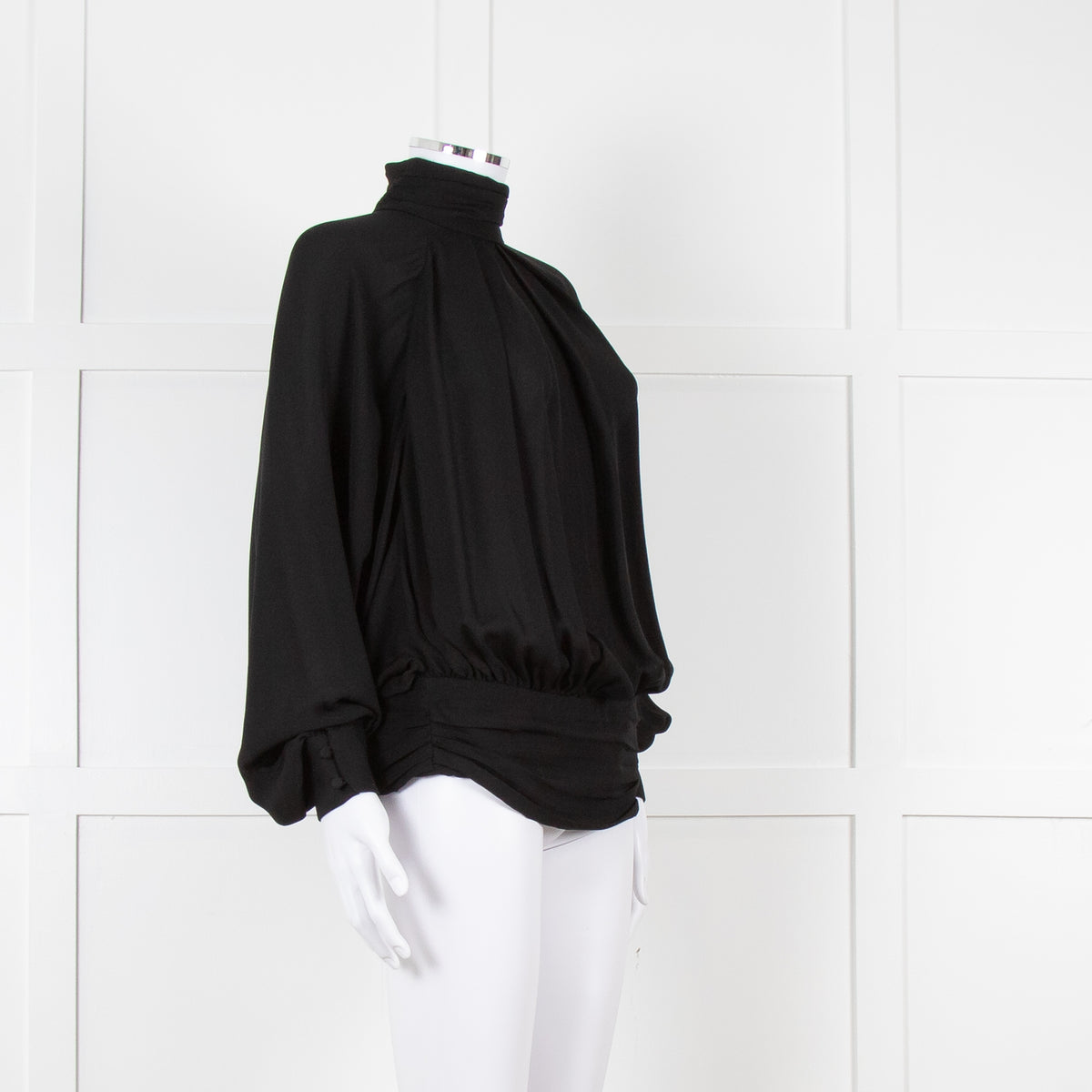 Gomez Gracia Black High Neck Blouse with Covered Buttons