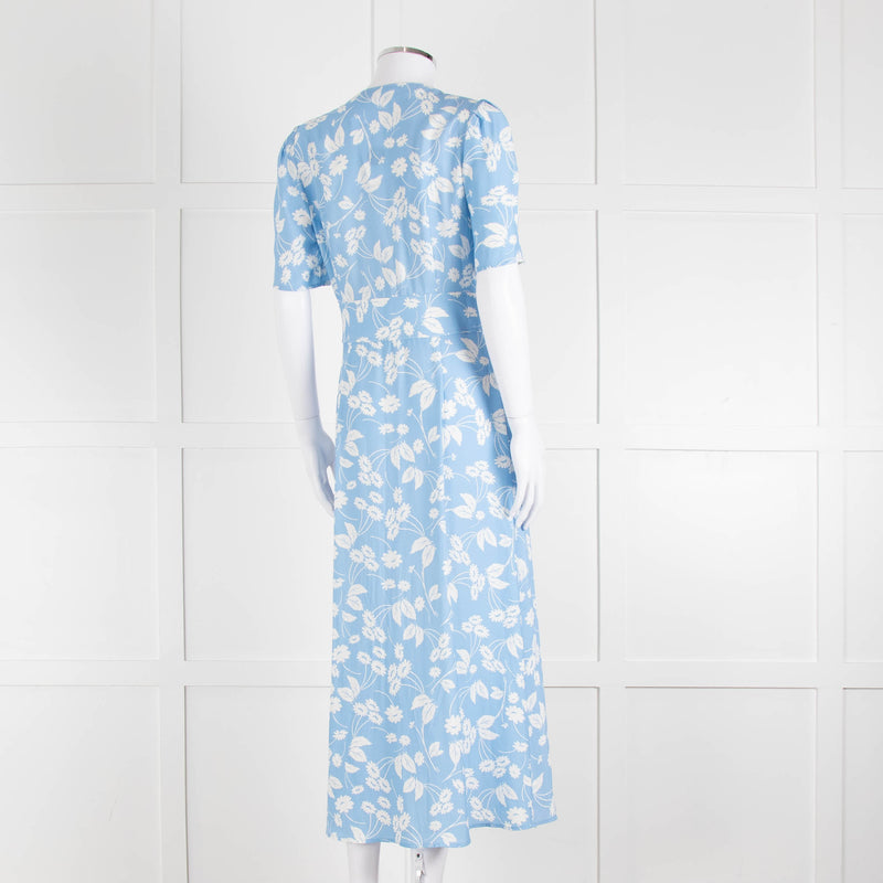 Rixo Blue Floral Jackson Midi Length Tea Dress