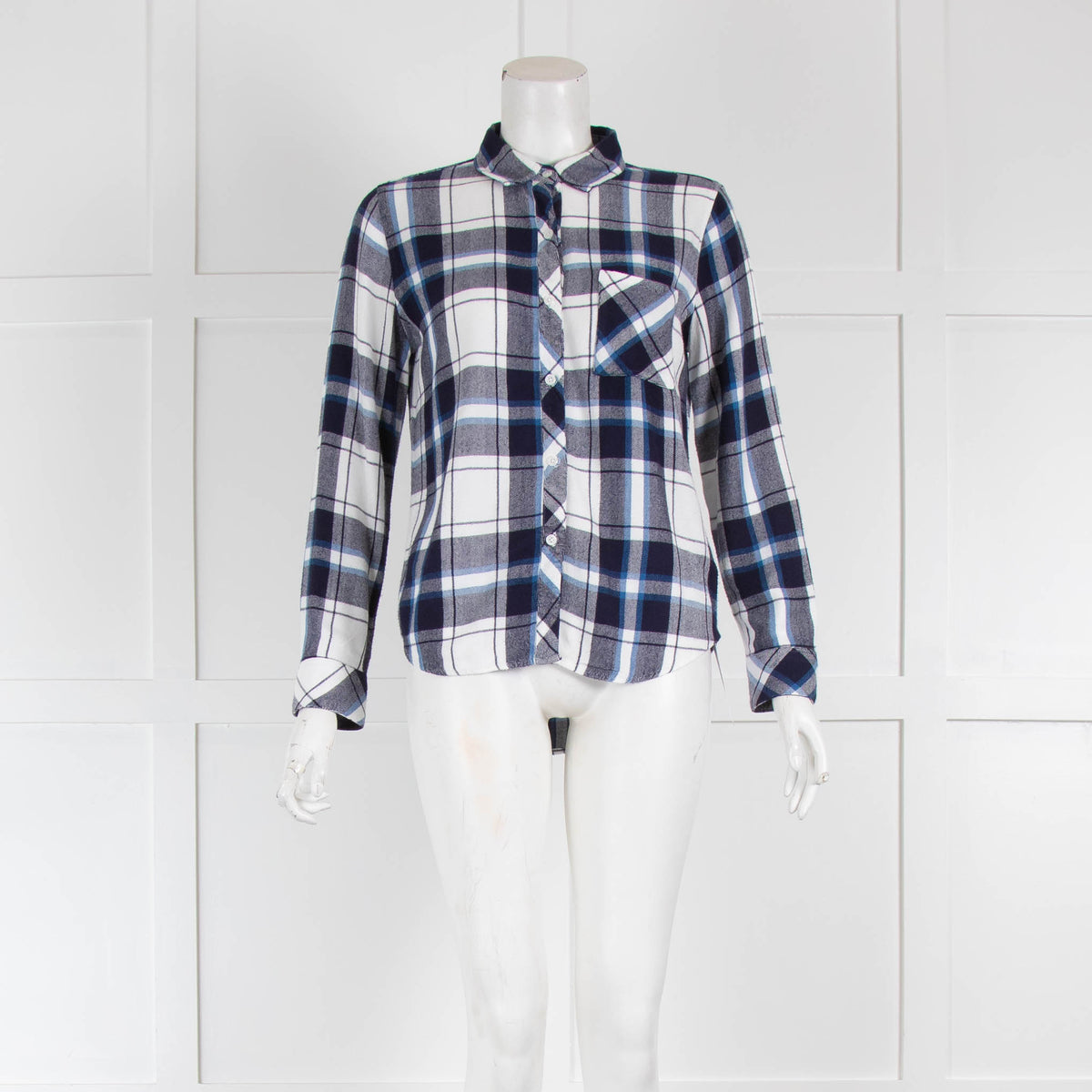 Rails Blue White Check Brushed Cotton Shirt