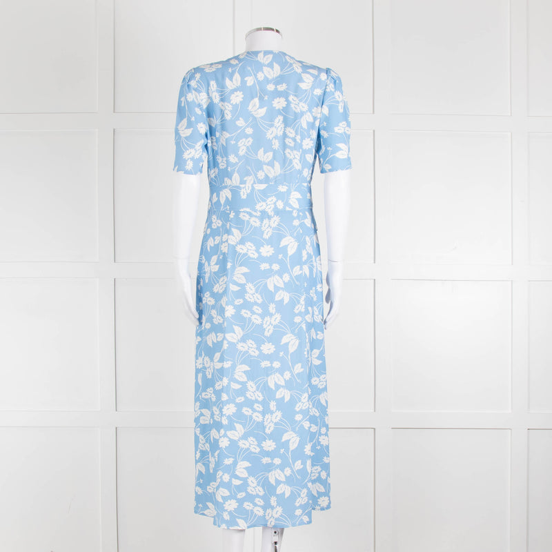 Rixo Blue Floral Jackson Midi Length Tea Dress