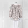 Rebecca Taylor Cream Pink Grey Silk Floral Print Tie Front Blouse
