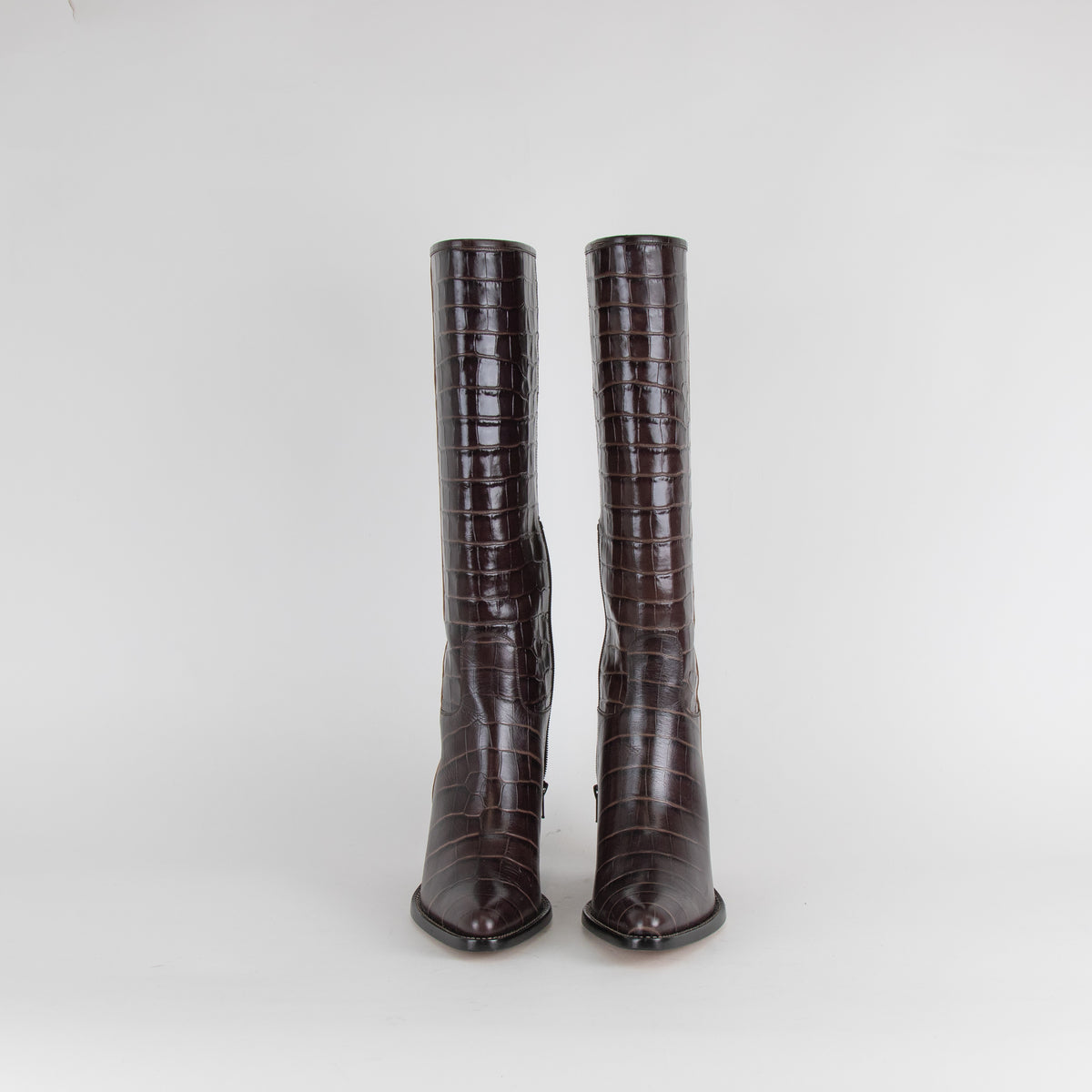 Chloe Dark Brown Croc Effect Cowboy Vinny Boot