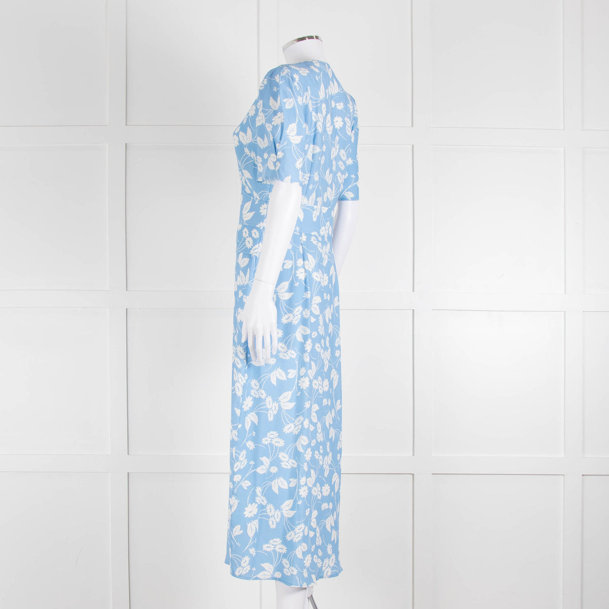 Rixo Blue Floral Jackson Midi Length Tea Dress