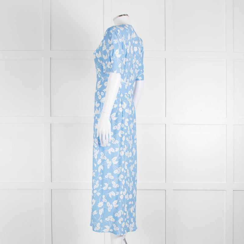 Rixo Blue Floral Jackson Midi Length Tea Dress