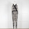 Diane Von Furstenberg Black Cream Print Sleeveless Jumpsuit