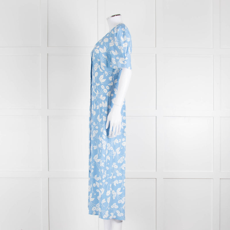 Rixo Blue Floral Jackson Midi Length Tea Dress