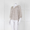 Rebecca Taylor Cream Pink Grey Silk Floral Print Tie Front Blouse