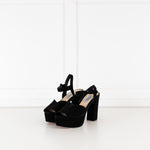 Prada Block Heel Black Suede Platform Heels