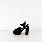 Prada Block Heel Black Suede Platform Heels