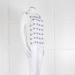 Weekend Max Mara White T-Shirt with Blue Beaded Front