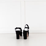 Prada Block Heel Black Suede Platform Heels