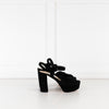 Prada Block Heel Black Suede Platform Heels