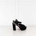 Prada Block Heel Black Suede Platform Heels