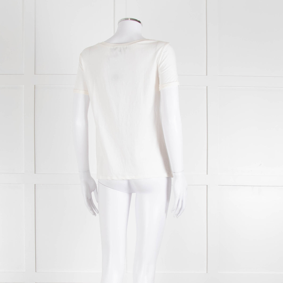 Weekend Max Mara White T-Shirt with Blue Beaded Front