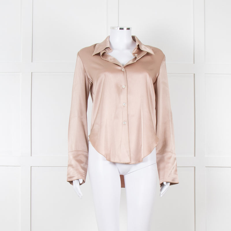 Nanushka Beige Collared Satin Shirt