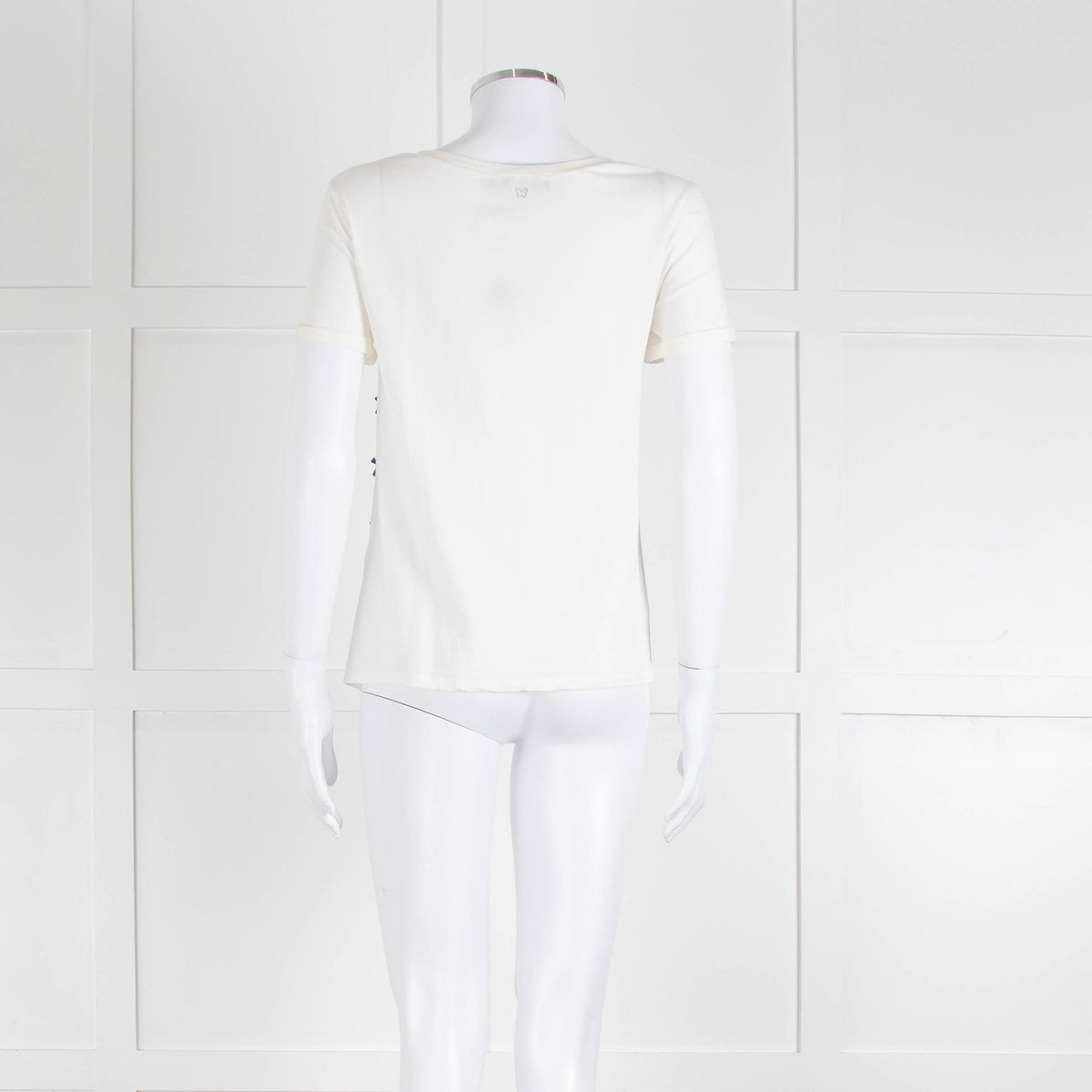 Weekend Max Mara White T-Shirt with Blue Beaded Front