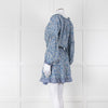 Natalie Martin Cream Blue Floral Long Sleeve Mini Silk Dress