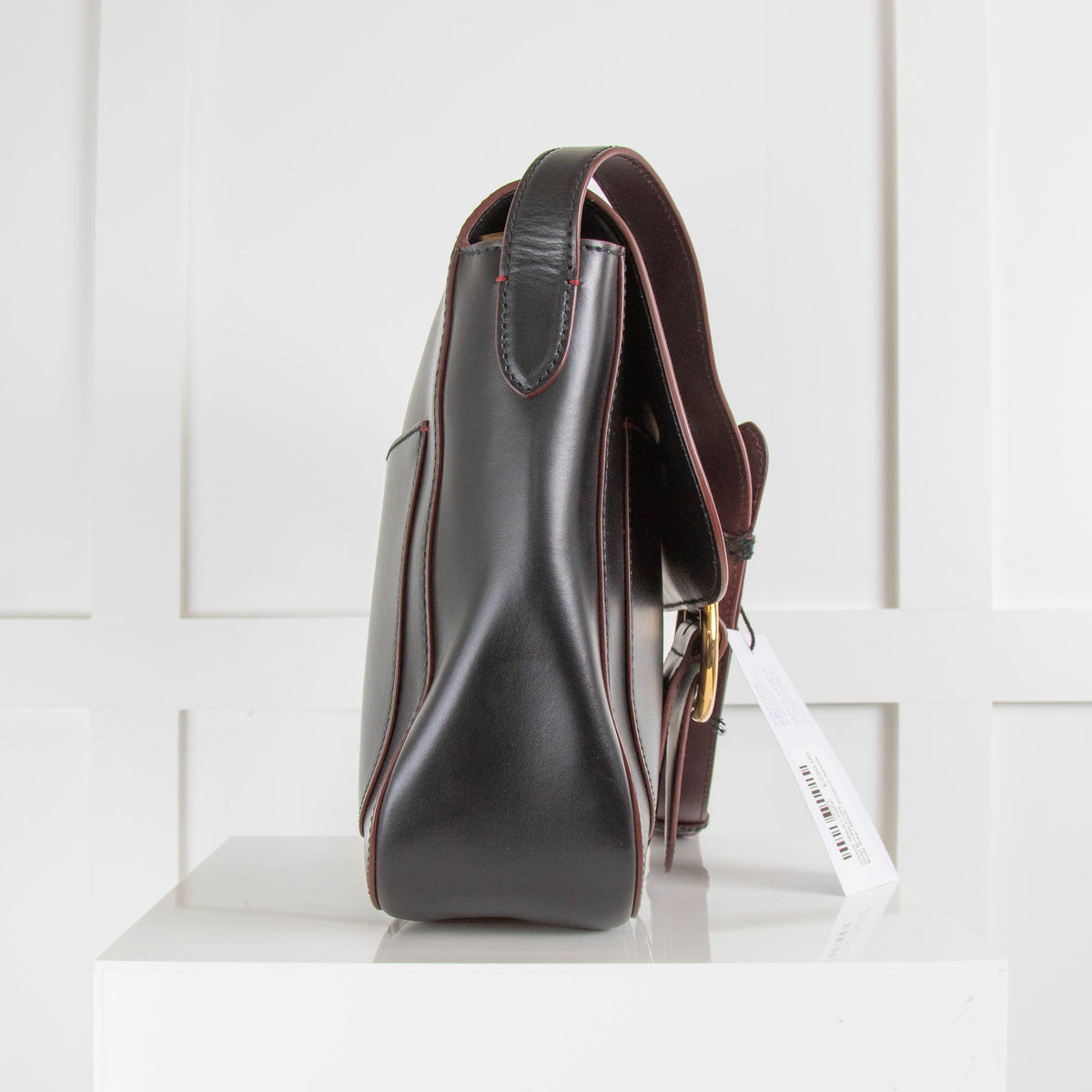 Joseph Black Leather Gold Buckle Cross Body Bag