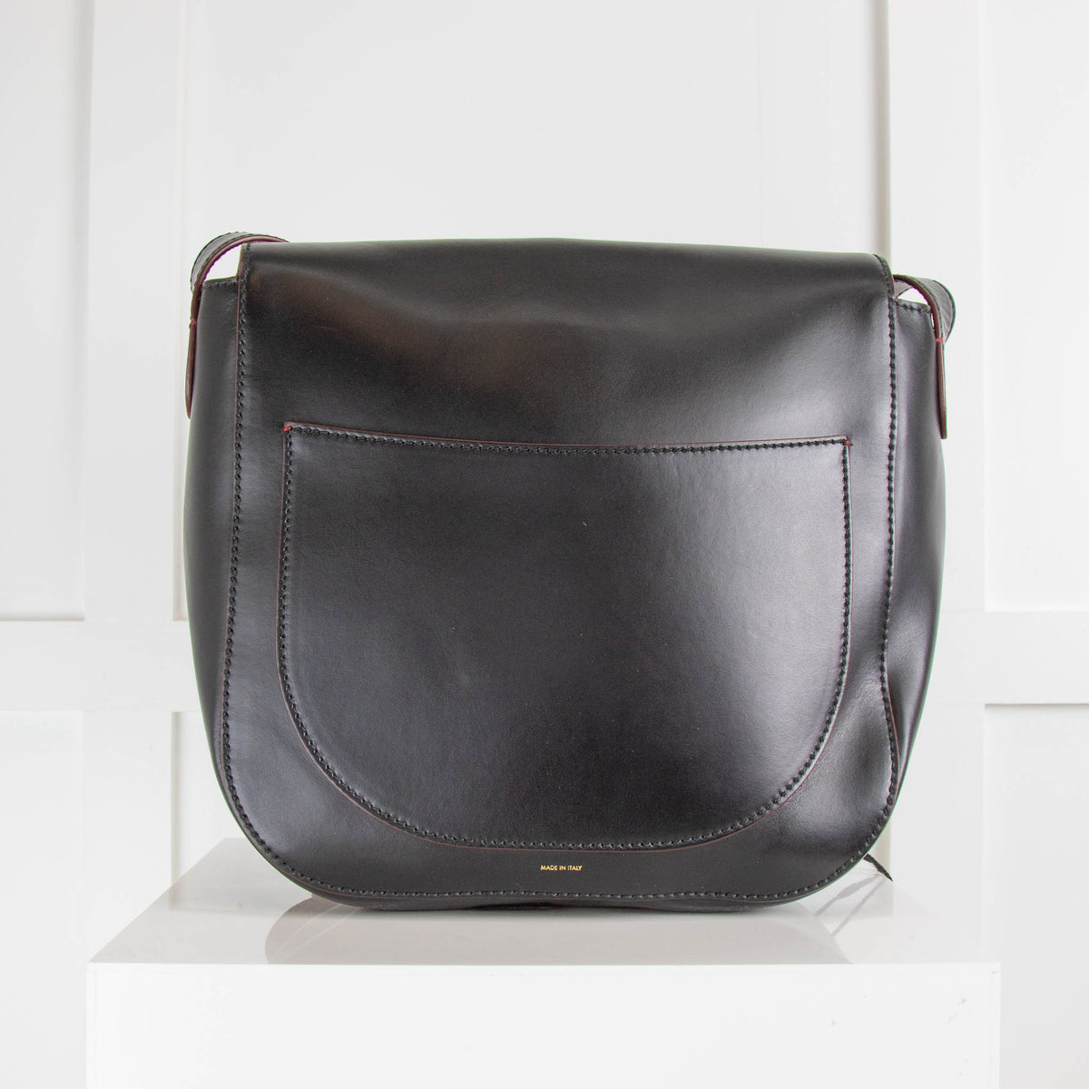 Joseph Black Leather Gold Buckle Cross Body Bag