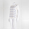 Weekend Max Mara White T-Shirt with Blue Beaded Front