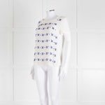 Weekend Max Mara White T-Shirt with Blue Beaded Front