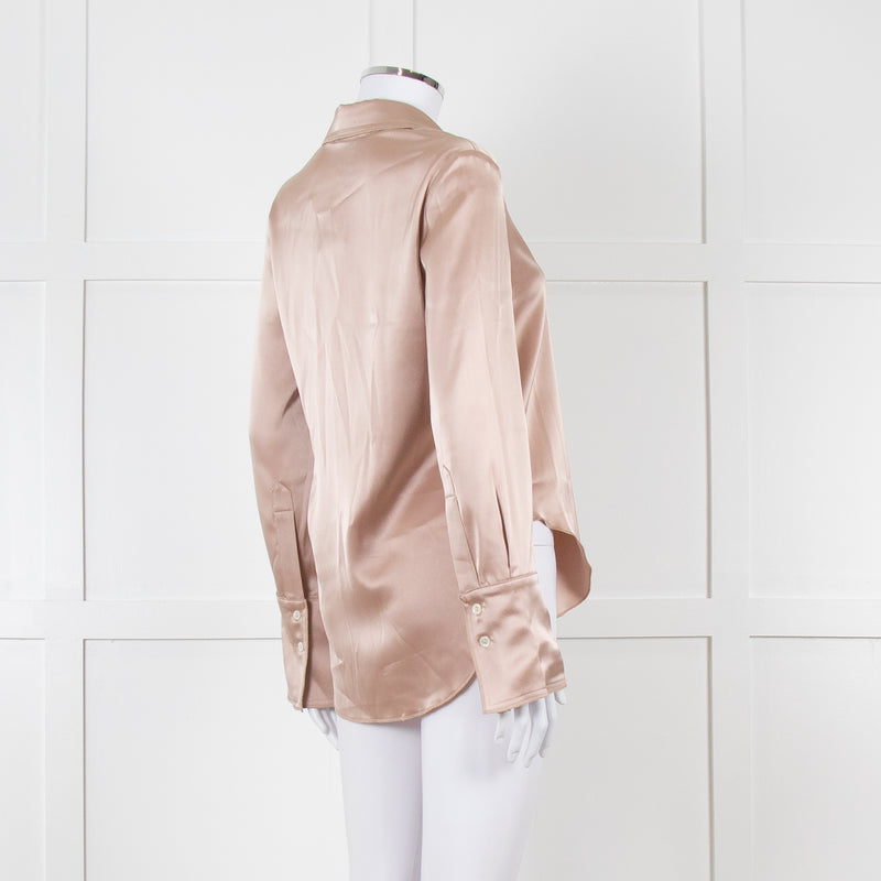 Nanushka Beige Collared Satin Shirt