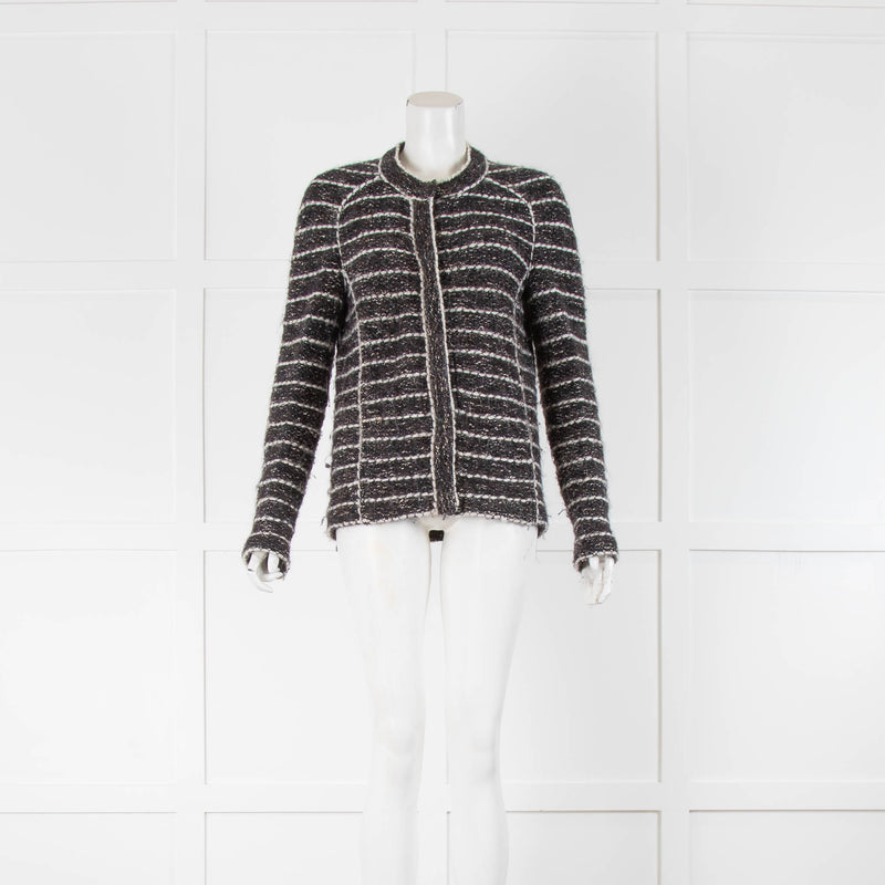 Isabel Marant Etoile Black White Stripe Wool Blend Jacket