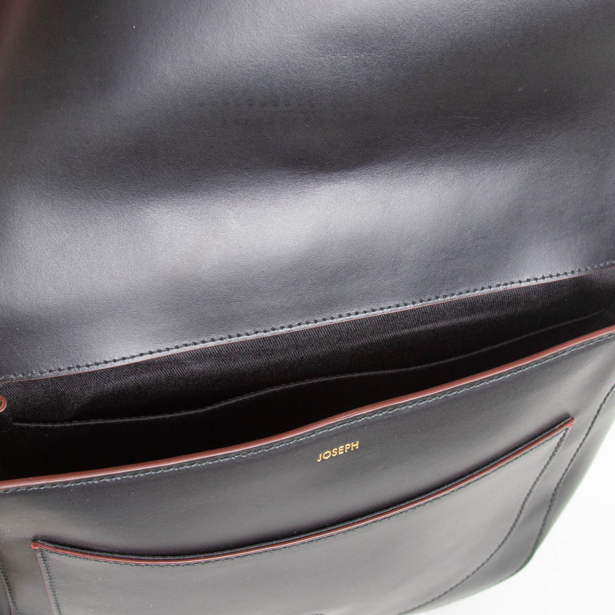 Joseph Black Leather Gold Buckle Cross Body Bag