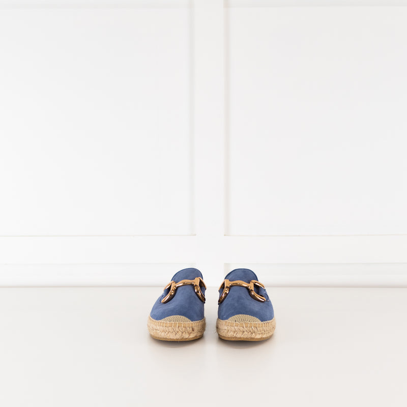 Kanna Blue Dora Slip On Espadrilles With Gold Buckle