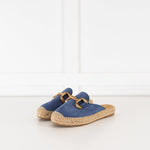 Kanna Blue Dora Slip On Espadrilles With Gold Buckle