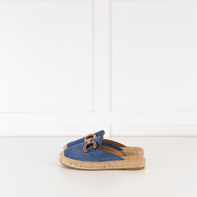Kanna Blue Dora Slip On Espadrilles With Gold Buckle