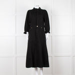 Donna Ida X Fran Bacon Black Frill Collar Denim Midi Dress