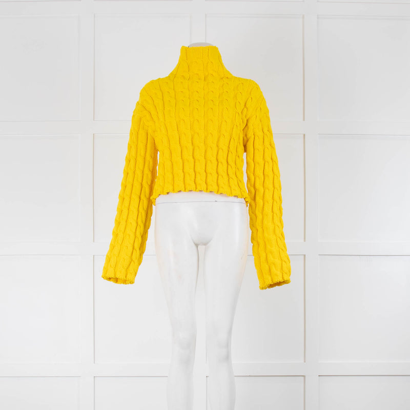 Balenciaga Bright Yellow Chunky Cable Knit Jumper
