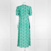 Rixo Green Floral Jackson Midi Length Tea Dress