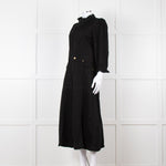 Donna Ida X Fran Bacon Black Frill Collar Denim Midi Dress