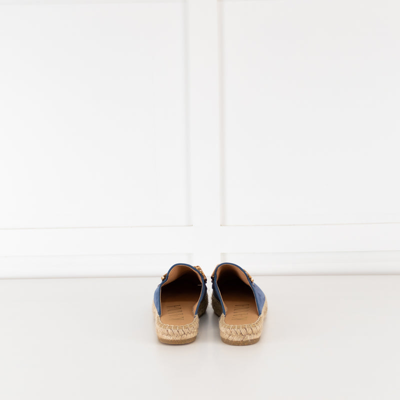 Kanna Blue Dora Slip On Espadrilles With Gold Buckle