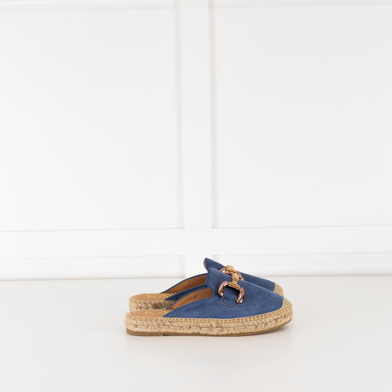 Kanna Blue Dora Slip On Espadrilles With Gold Buckle