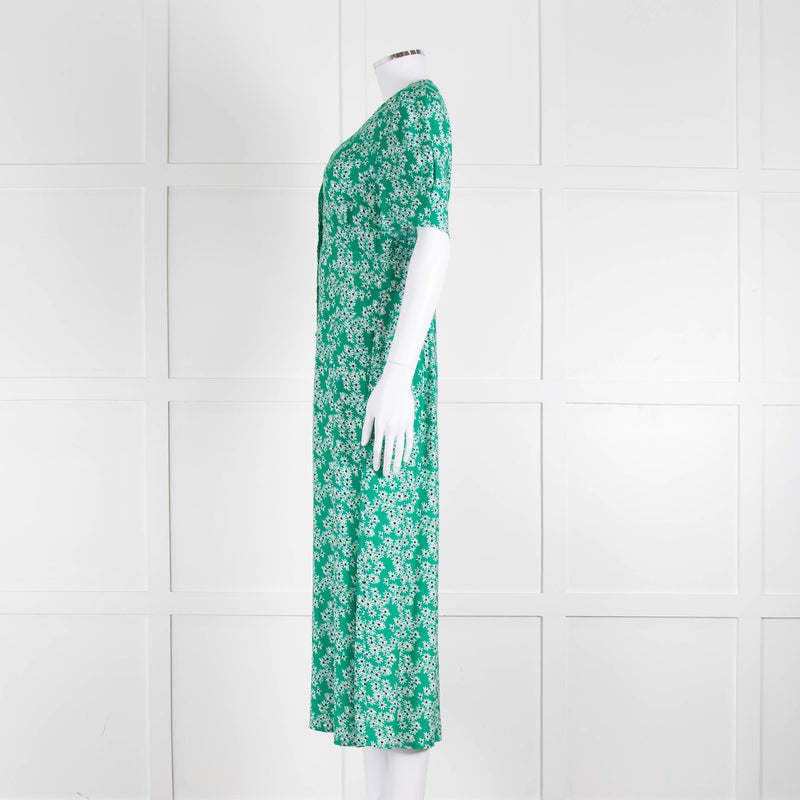 Rixo Green Floral Jackson Midi Length Tea Dress