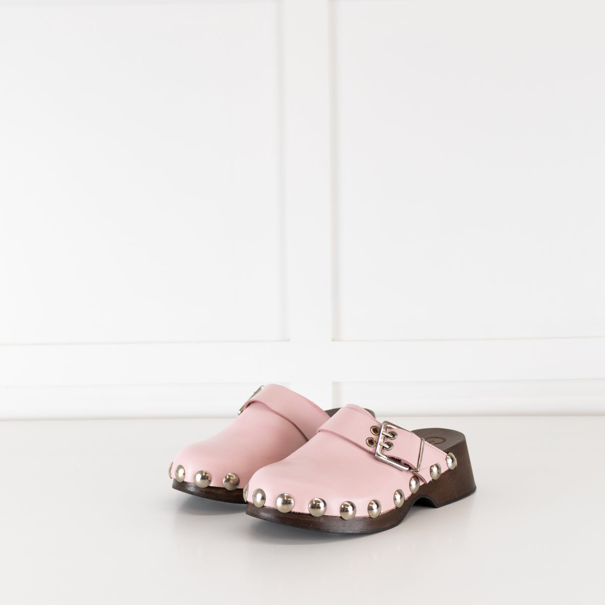 Ganni Pink Leather Clogs