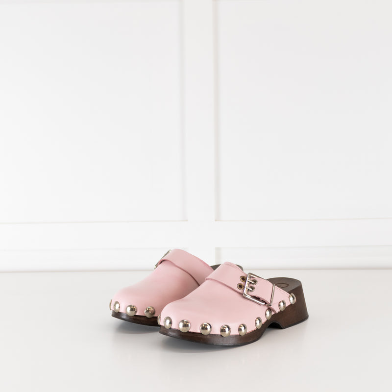 Ganni Pink Leather Clogs