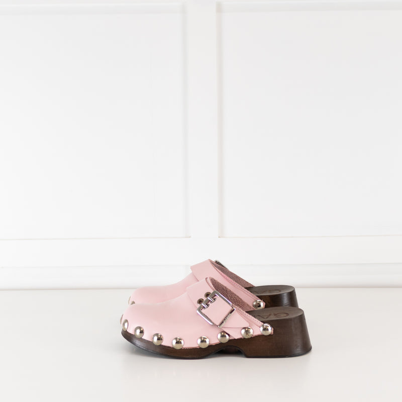Ganni Pink Leather Clogs