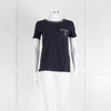 Weekend Max Mara Navy T-Shirt with Jeweled Bow Patch Pocket