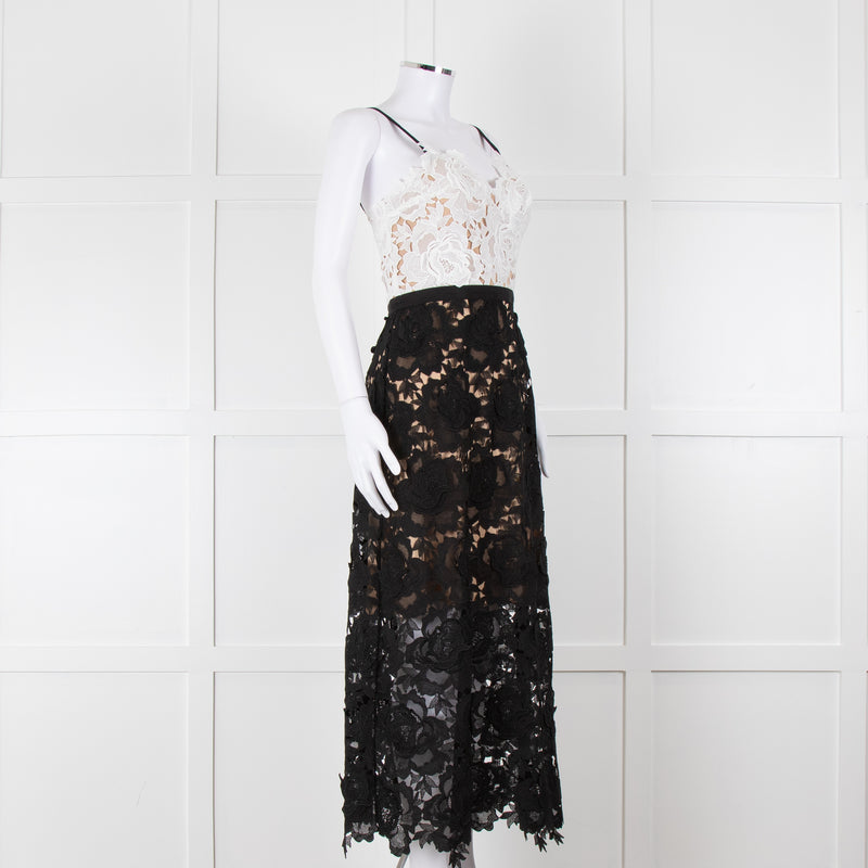 Catherine Deane Black White Lace Sleeveless Midi Dress