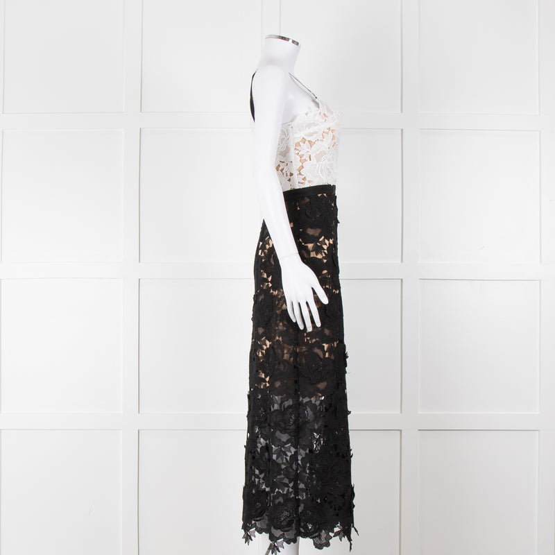 Catherine Deane Black White Lace Sleeveless Midi Dress
