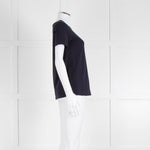 Weekend Max Mara Navy T-Shirt with Jeweled Bow Patch Pocket