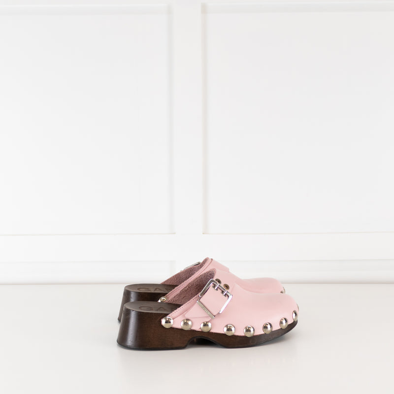 Ganni Pink Leather Clogs
