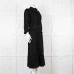 Donna Ida X Fran Bacon Black Frill Collar Denim Midi Dress